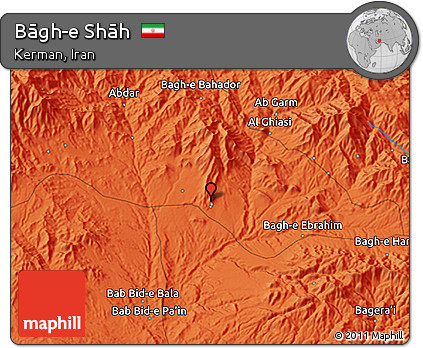 Political 3D Map of Bāgh-e Shāh