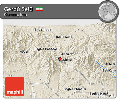 Shaded Relief 3D Map of Gerdū Selū