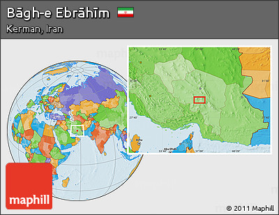 Political Location Map of Bāgh-e Ebrāhīm