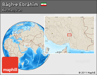 Shaded Relief Location Map of Bāgh-e Ebrāhīm