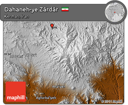Physical Map of Dahaneh-ye Zārdār