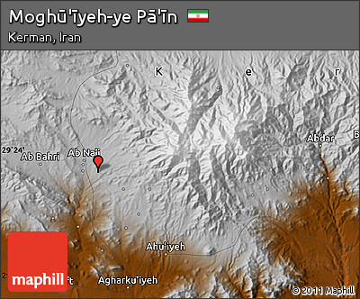 Physical Map of Moghū'īyeh-ye Pā'īn