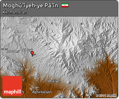 Physical Map of Moghū'īyeh-ye Pā'īn