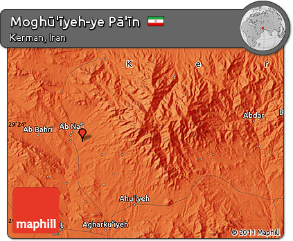 Political Map of Moghū'īyeh-ye Pā'īn