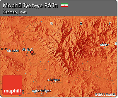 Political Map of Moghū'īyeh-ye Pā'īn