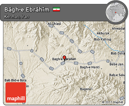 Shaded Relief Map of Bāgh-e Ebrāhīm