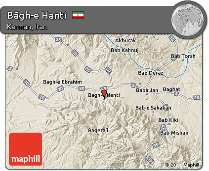 Shaded Relief Map of Bāgh-e Hanti