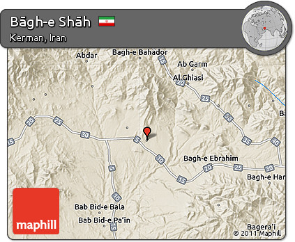 Shaded Relief Map of Bāgh-e Shāh