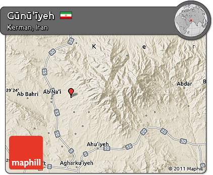 Shaded Relief Map of Gūnū'īyeh