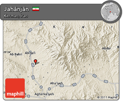 Shaded Relief Map of Jahānjān