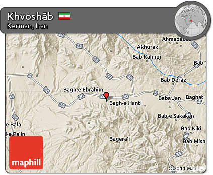 Shaded Relief Map of Khvoshāb