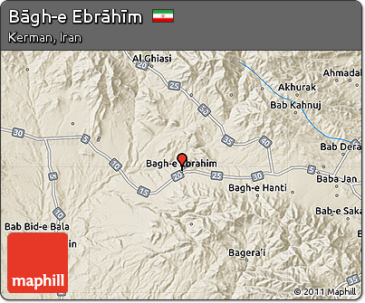 Shaded Relief Map of Bāgh-e Ebrāhīm