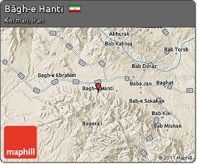 Shaded Relief Map of Bāgh-e Hanti