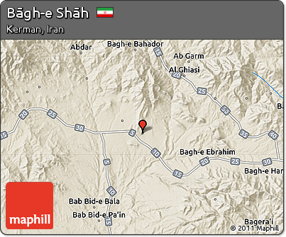 Shaded Relief Map of Bāgh-e Shāh
