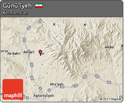 Shaded Relief Map of Gūnū'īyeh