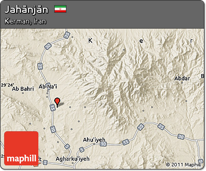 Shaded Relief Map of Jahānjān