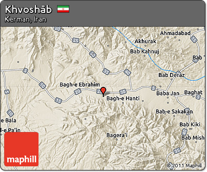 Shaded Relief Map of Khvoshāb