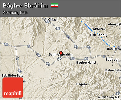 Shaded Relief Map of Bāgh-e Ebrāhīm