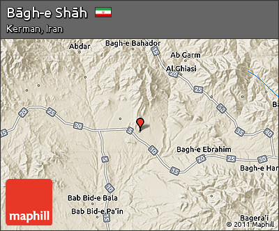 Shaded Relief Map of Bāgh-e Shāh