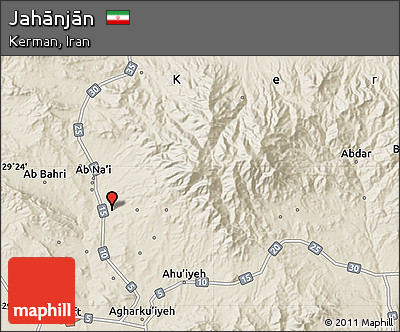 Shaded Relief Map of Jahānjān