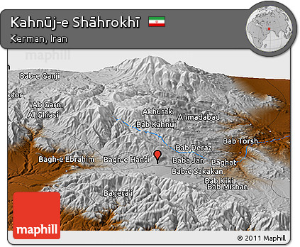 Physical Panoramic Map of Kahnūj-e Shāhrokhī