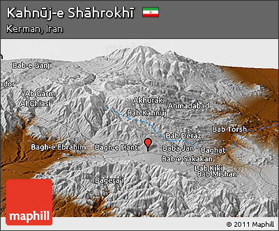 Physical Panoramic Map of Kahnūj-e Shāhrokhī
