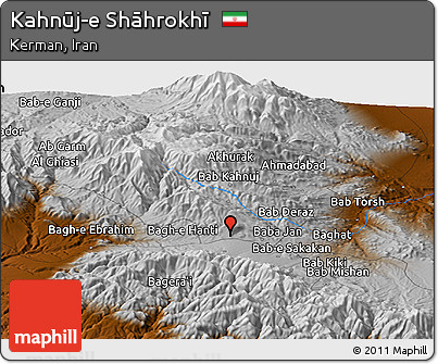 Physical Panoramic Map of Kahnūj-e Shāhrokhī