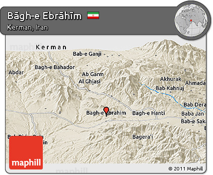 Shaded Relief Panoramic Map of Bāgh-e Ebrāhīm