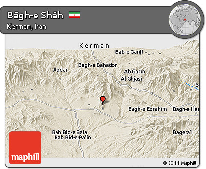 Shaded Relief Panoramic Map of Bāgh-e Shāh