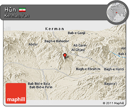 Shaded Relief Panoramic Map of Hūn