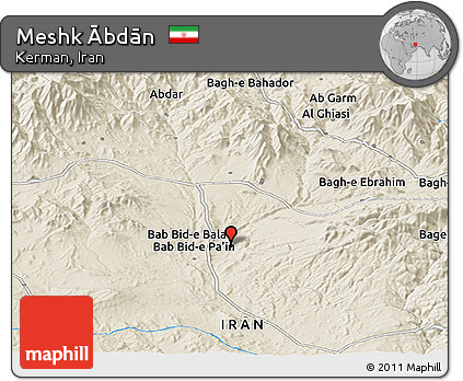 Shaded Relief Panoramic Map of Meshk Ābdān