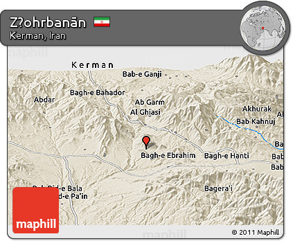 Shaded Relief Panoramic Map of Z̧ohrbanān