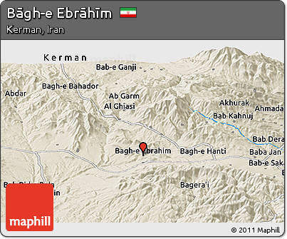 Shaded Relief Panoramic Map of Bāgh-e Ebrāhīm