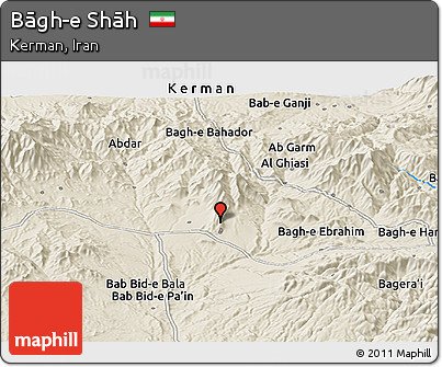 Shaded Relief Panoramic Map of Bāgh-e Shāh