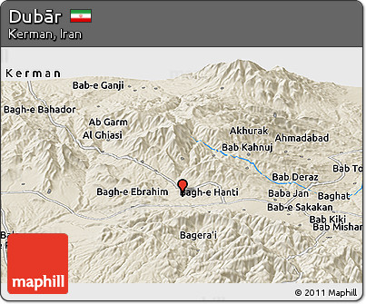 Shaded Relief Panoramic Map of Dubār