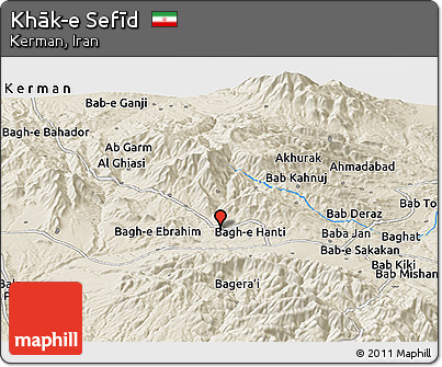 Shaded Relief Panoramic Map of Khāk-e Sefīd