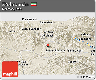 Shaded Relief Panoramic Map of Z̧ohrbanān