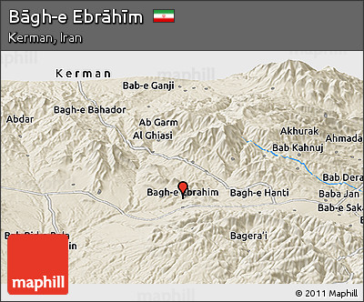 Shaded Relief Panoramic Map of Bāgh-e Ebrāhīm