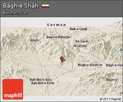 Shaded Relief Panoramic Map of Bāgh-e Shāh