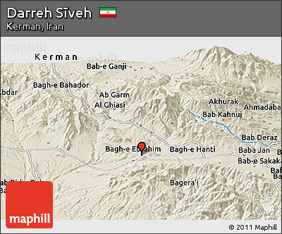 Shaded Relief Panoramic Map of Darreh Sīveh