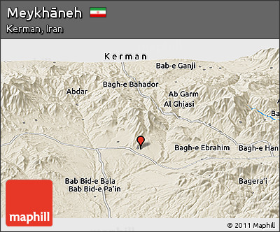 Shaded Relief Panoramic Map of Meykhāneh