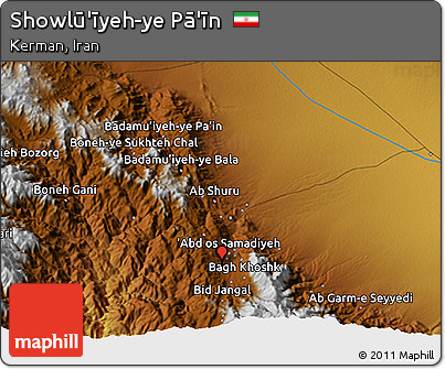 Physical 3D Map of Showlū'īyeh-ye Pā'īn