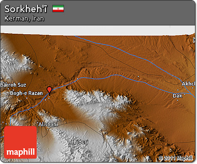 Physical 3D Map of Sorkheh'ī