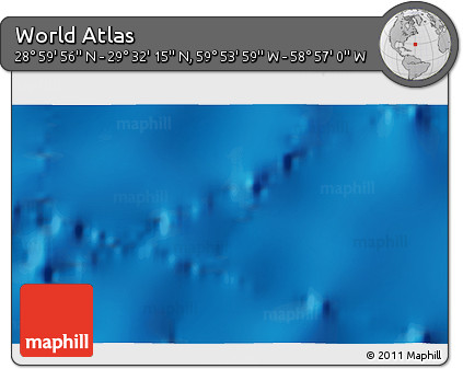 Physical 3D Map of the Area around 29° 16' 6" N, 59° 25' 29" W