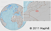 Gray Location Map of the area around 29° 16' 6" N, 5° 1' 30" W, hill shading