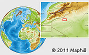 Physical Location Map of the area around 29° 16' 6" N, 5° 1' 30" W