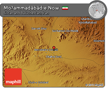 Physical 3D Map of Moḩammadābād-e Now