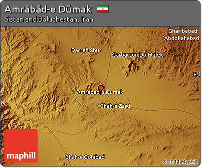 Physical 3D Map of Amrābād-e Dūmak