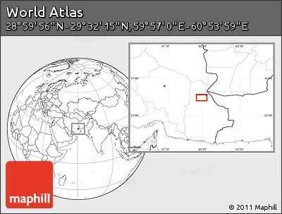 Blank Location Map of the Area around 29° 16' 6" N, 60° 25' 29" E