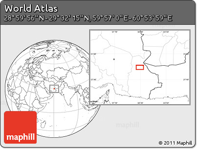 Blank Location Map of the Area around 29° 16' 6" N, 60° 25' 29" E